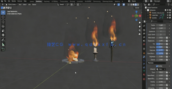 Blender几何节点逼真火焰动画特效制作视频教程(图5) Blender几何节点逼真火焰动画特效制作视频教程(图5)