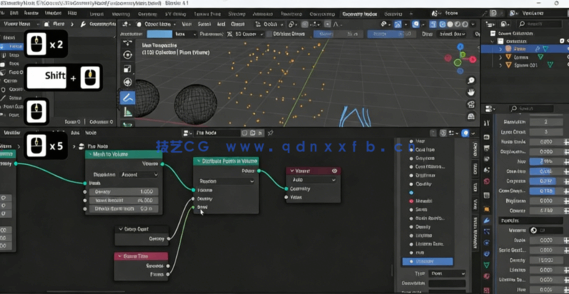 Blender几何节点逼真火焰动画特效制作视频教程(图6) Blender几何节点逼真火焰动画特效制作视频教程(图6)
