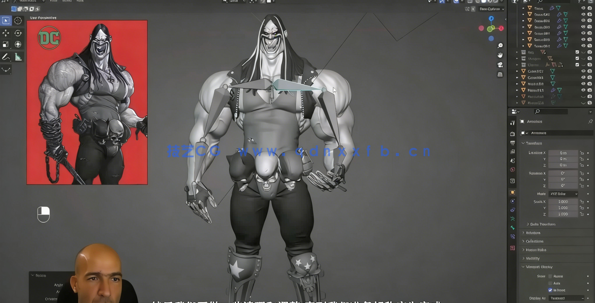 Blender暴狼罗伯DC动漫反英雄角色完整制作视频教程 (图2) Blender暴狼罗伯DC动漫反英雄角色完整制作视频教程 (图2)