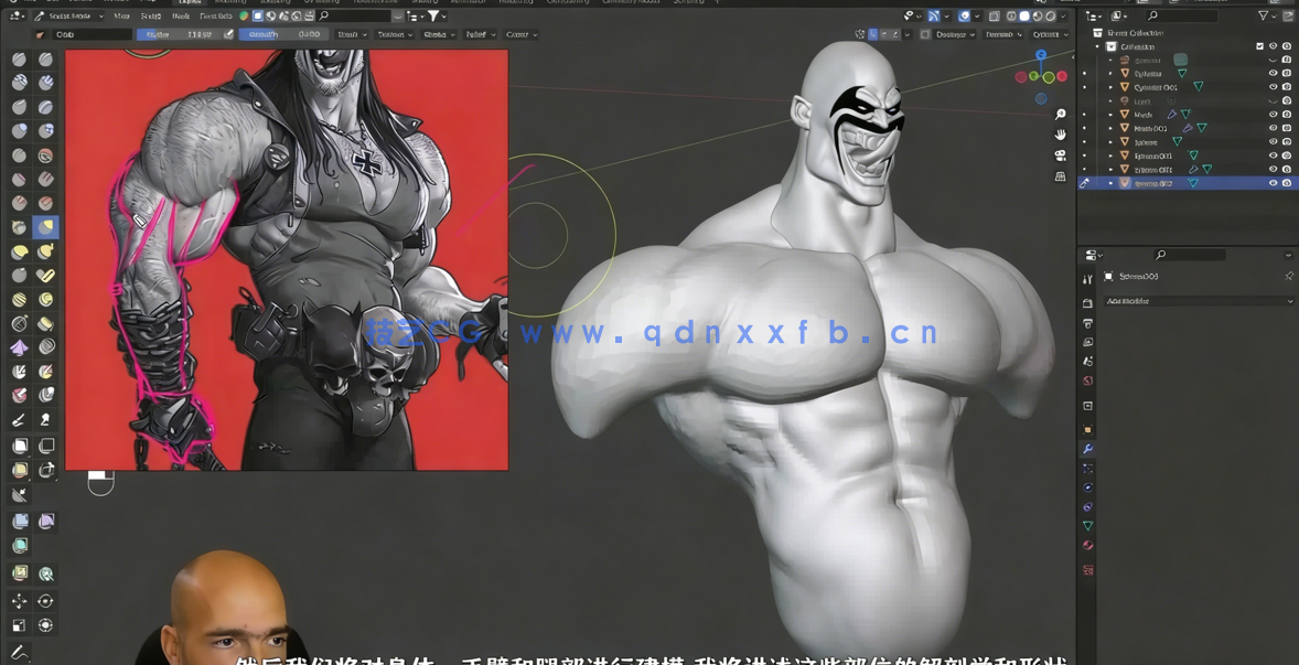 Blender暴狼罗伯DC动漫反英雄角色完整制作视频教程 (图3) Blender暴狼罗伯DC动漫反英雄角色完整制作视频教程 (图3)