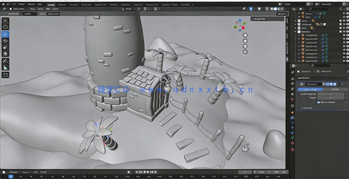 Blender灯塔场景风格化建模实例制作视频教程(图2) Blender灯塔场景风格化建模实例制作视频教程(图2)
