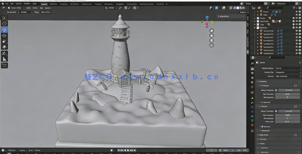 Blender灯塔场景风格化建模实例制作视频教程(图5) Blender灯塔场景风格化建模实例制作视频教程(图5)