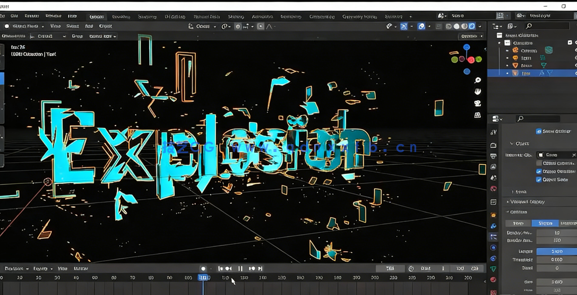 Blender快速爆炸粒子飘散特效制作视频教程(图3) Blender快速爆炸粒子飘散特效制作视频教程(图3)