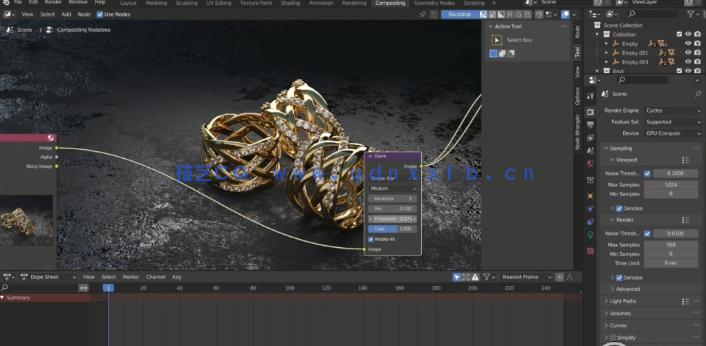 Blender精美珠宝从建模到渲染效果图制作视频教程 (图2) Blender精美珠宝从建模到渲染效果图制作视频教程 (图2)