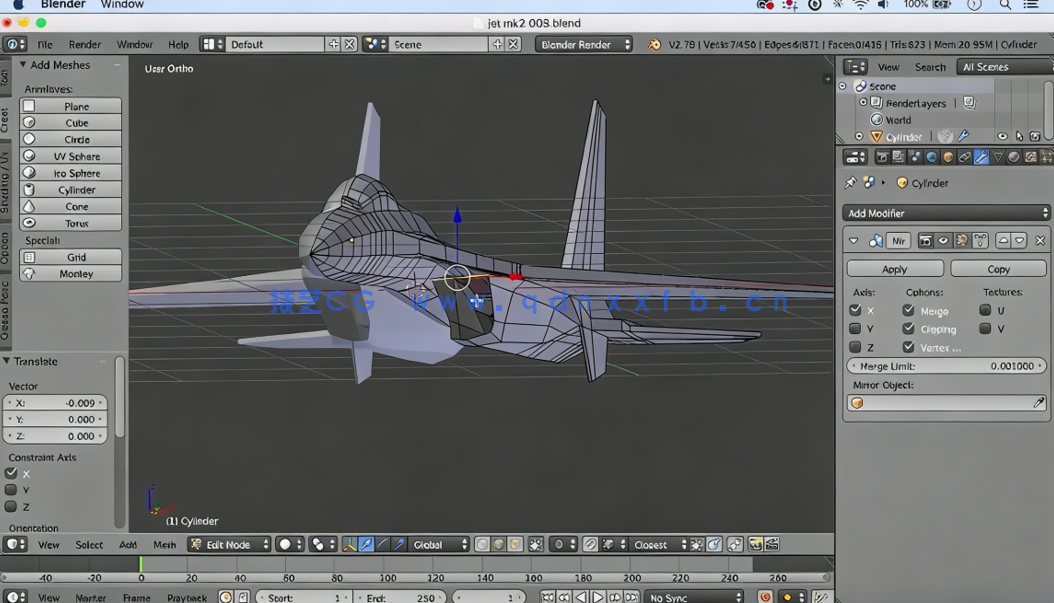 Blender逼真喷气式飞机实例制作视频课程 (图4) Blender逼真喷气式飞机实例制作视频课程 (图4)