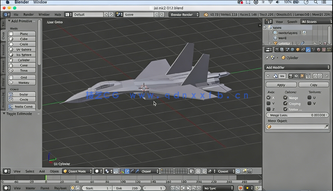 Blender逼真喷气式飞机实例制作视频课程 (图5) Blender逼真喷气式飞机实例制作视频课程 (图5)