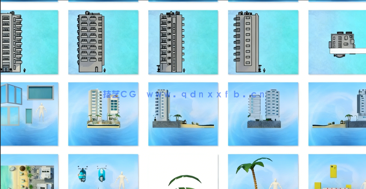 Blender热带酒店度假村场景完整制作流程视频教程(图3) Blender热带酒店度假村场景完整制作流程视频教程(图3)