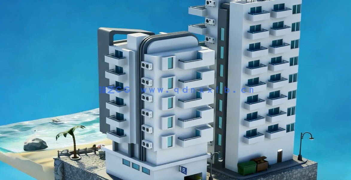 Blender热带酒店度假村场景完整制作流程视频教程(图5) Blender热带酒店度假村场景完整制作流程视频教程(图5)