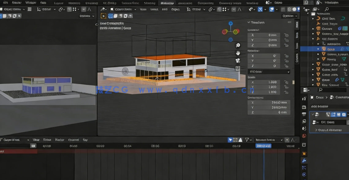Blender 4x房屋建筑设计与动画完整制作流程视频教程(图5) Blender 4x房屋建筑设计与动画完整制作流程视频教程(图5)