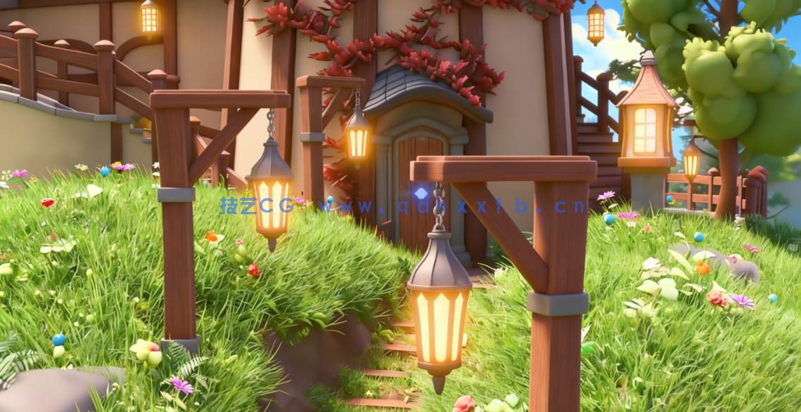 Blender 4复古迷你城堡池塘石桥完整制作流程视频教程(图2) Blender 4复古迷你城堡池塘石桥完整制作流程视频教程(图2)