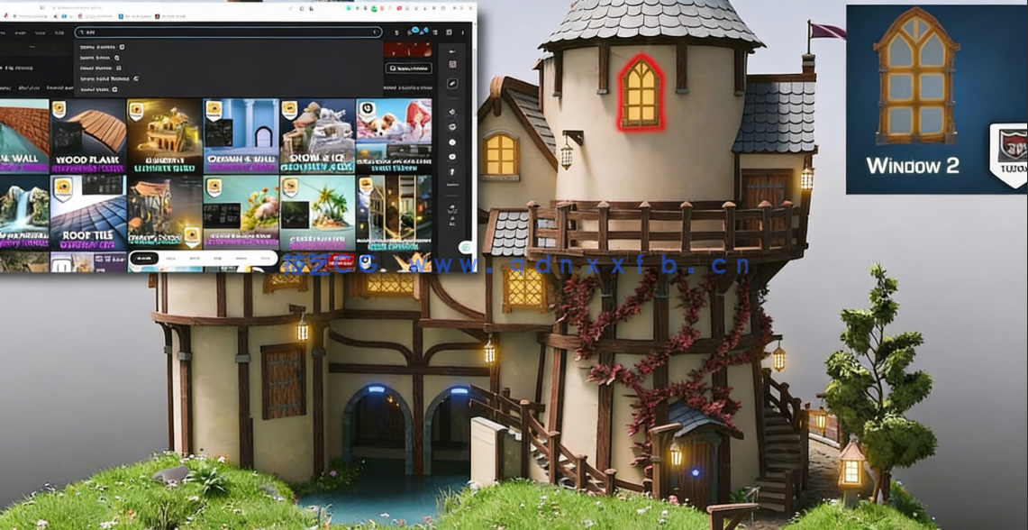 Blender 4复古迷你城堡池塘石桥完整制作流程视频教程(图5) Blender 4复古迷你城堡池塘石桥完整制作流程视频教程(图5)