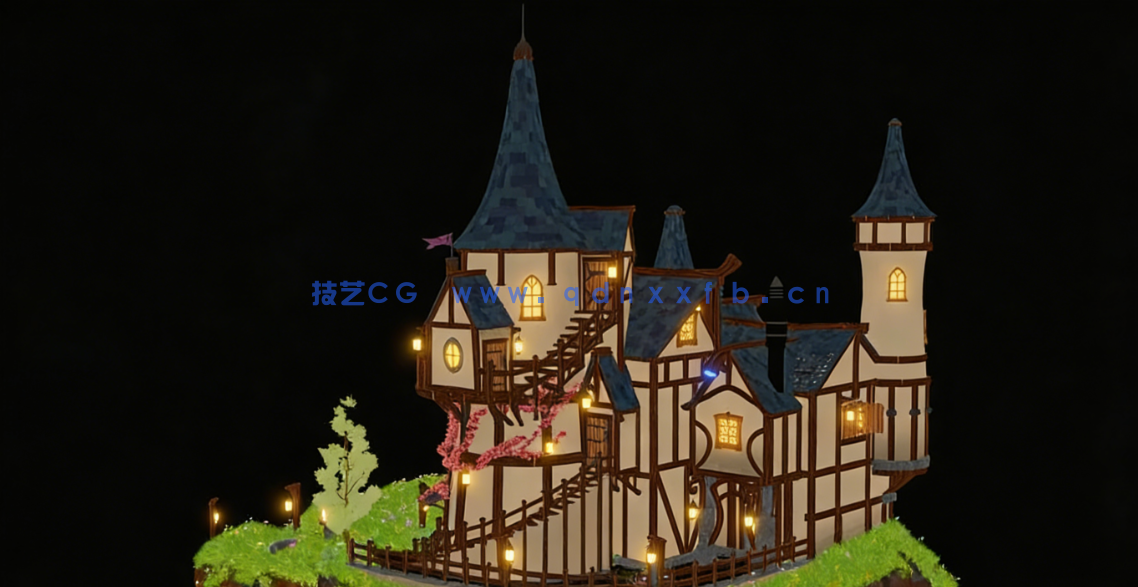 Blender 4复古迷你城堡池塘石桥完整制作流程视频教程(图6) Blender 4复古迷你城堡池塘石桥完整制作流程视频教程(图6)