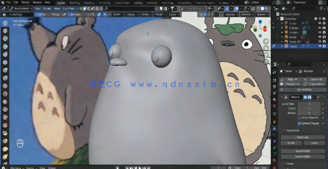 Blender 4吉卜力龙猫动漫角色制作流程视频教程(图6) Blender 4吉卜力龙猫动漫角色制作流程视频教程(图6)