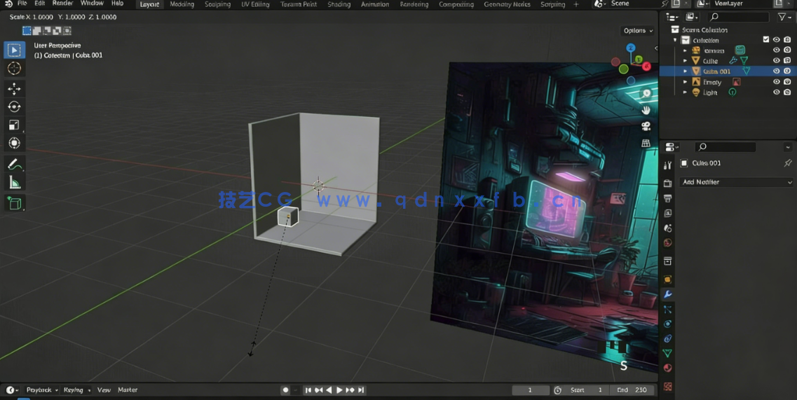 Blender赛博朋克主题房间建模制作视频教程(图2) Blender赛博朋克主题房间建模制作视频教程(图2)