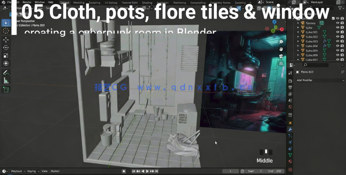 Blender日本街边小巷环境场景制作流程视频教程(图5) Blender日本街边小巷环境场景制作流程视频教程(图5)