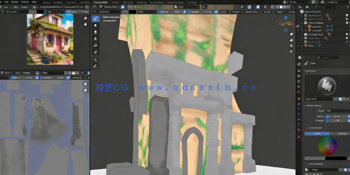 Blender 4.1城堡游戏资产纹理绘制视频教程(图6) Blender 4.1城堡游戏资产纹理绘制视频教程(图6)