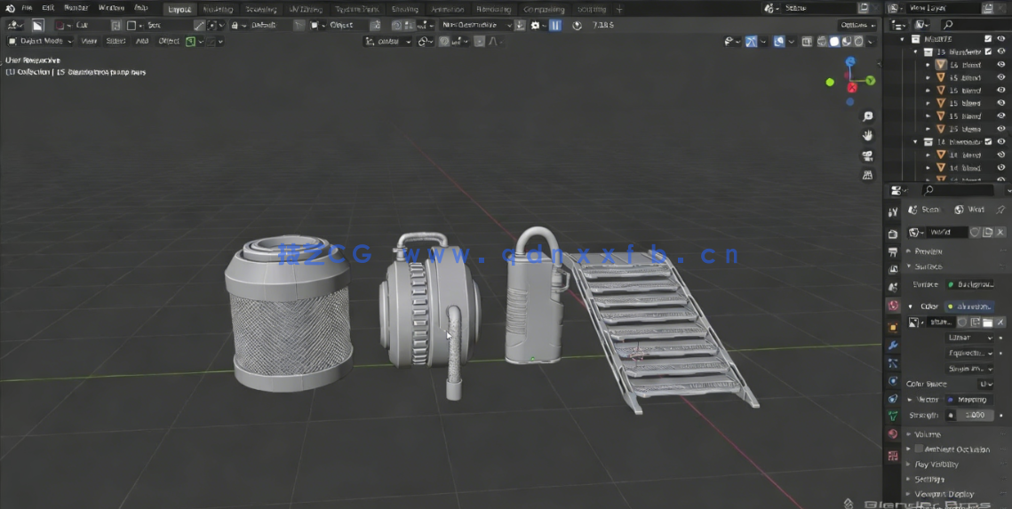 Blender太空仓沙漠着陆场景建模与合成制作视频教程(图4) Blender太空仓沙漠着陆场景建模与合成制作视频教程(图4)