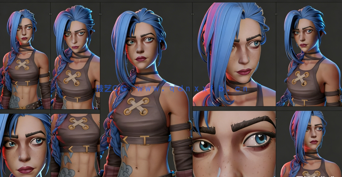 Blender英雄联盟游戏角色暴走萝莉·金克丝Jinx制作视频课程(图4) Blender英雄联盟游戏角色暴走萝莉·金克丝Jinx制作视频课程(图4)