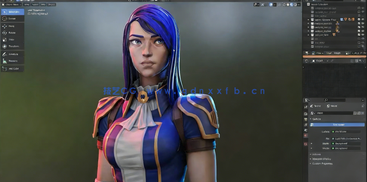 Blender英雄联盟游戏角色皮城女警Caitlyn凯特琳制作视频课程(图5) Blender英雄联盟游戏角色皮城女警Caitlyn凯特琳制作视频课程(图5)