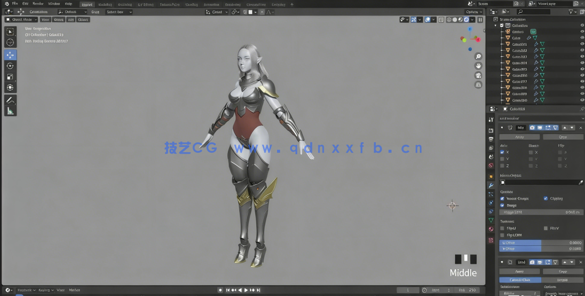 Blender女骑士游戏角色完整制作工作流程视频教程(图5) Blender女骑士游戏角色完整制作工作流程视频教程(图5)