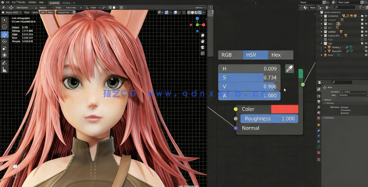 Blender兔女郎游戏角色完整制作工作流程视频教程 (图4) Blender兔女郎游戏角色完整制作工作流程视频教程 (图4)