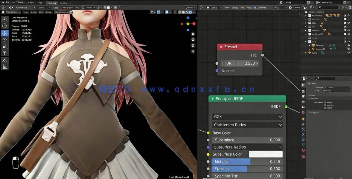 Blender兔女郎游戏角色完整制作工作流程视频教程 (图5) Blender兔女郎游戏角色完整制作工作流程视频教程 (图5)