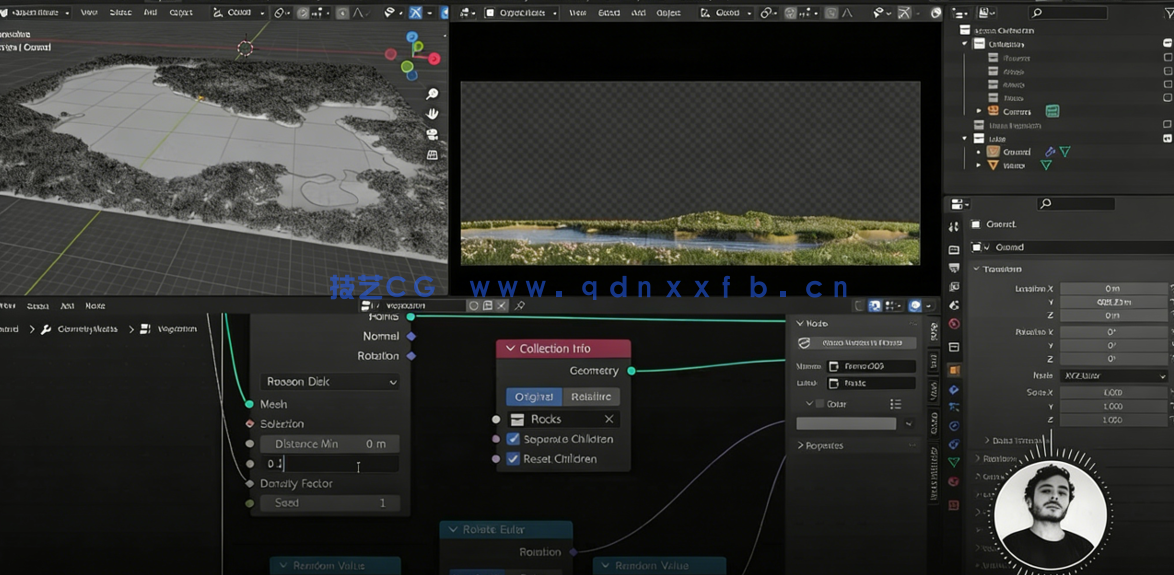 Blender逼真森林山脉景观实例制作视频教程 (图3) Blender逼真森林山脉景观实例制作视频教程 (图3)
