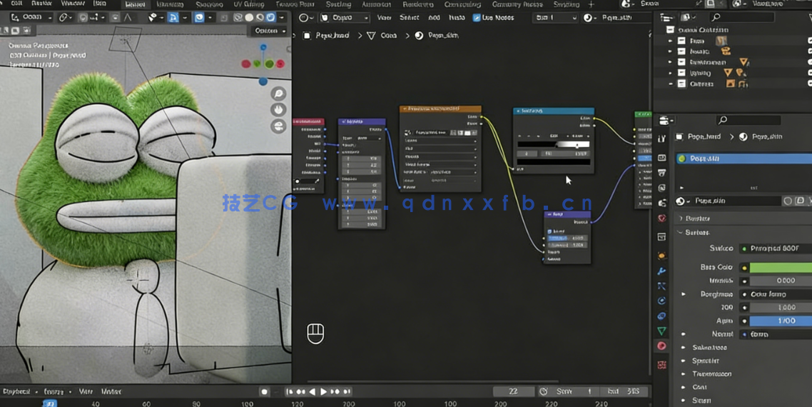 Blender 4粘土风格青蛙完整实例制作视频教程(图4) Blender 4粘土风格青蛙完整实例制作视频教程(图4)