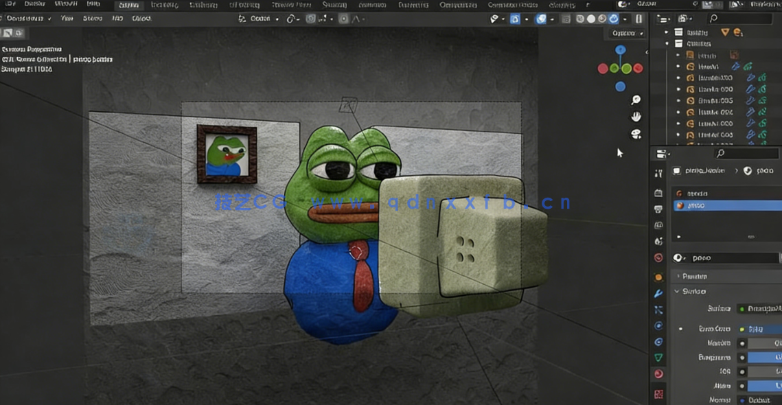 Blender 4粘土风格青蛙完整实例制作视频教程(图5) Blender 4粘土风格青蛙完整实例制作视频教程(图5)