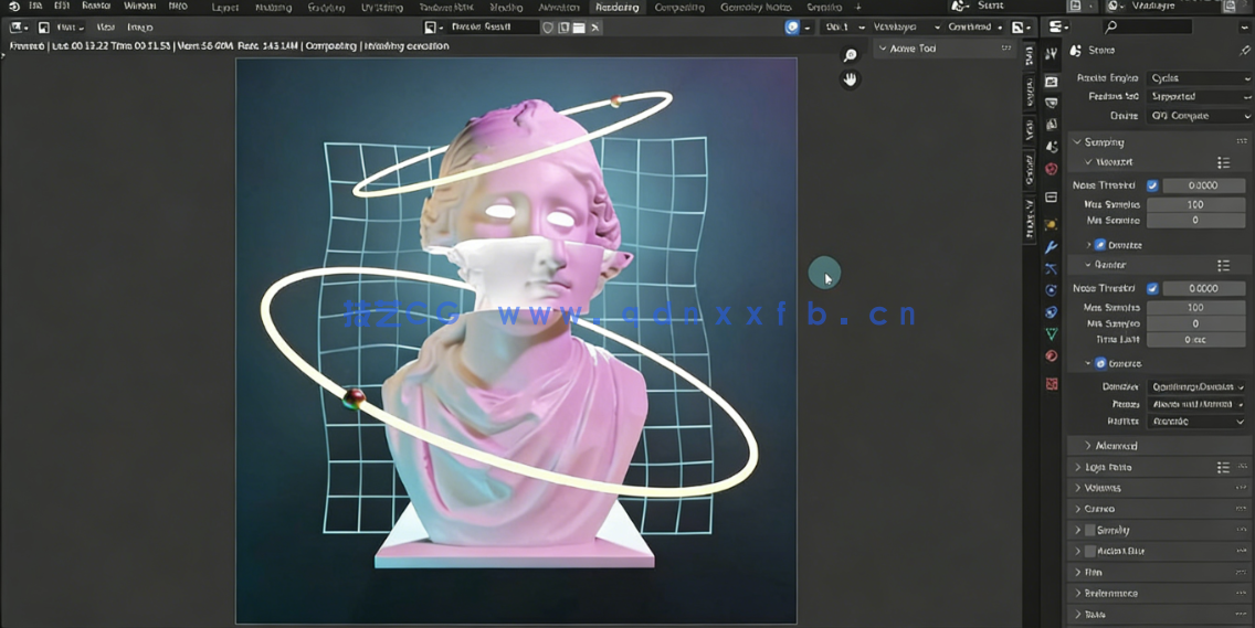 Blender复古3D蒸汽波环绕动画制作视频教程(图4) Blender复古3D蒸汽波环绕动画制作视频教程(图4)