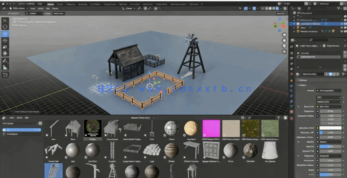 Blender 3.0中世纪农场环境场景完整实例制作训练视频教程(图5) Blender 3.0中世纪农场环境场景完整实例制作训练视频教程(图5)