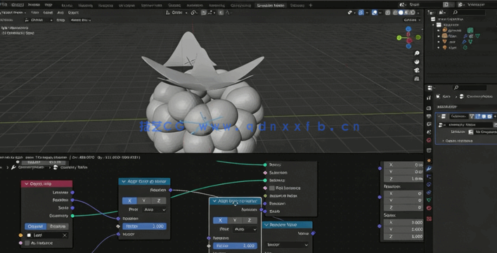 Blender几何节点树莓建模实例制作视频教程 (图4) Blender几何节点树莓建模实例制作视频教程 (图4)