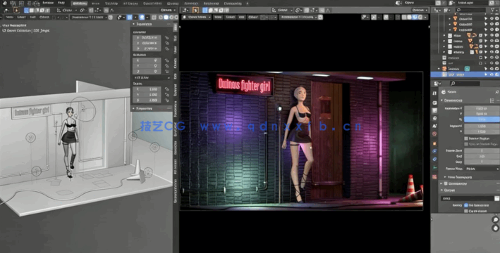 Blender女战士游戏角色完整制作工作流程视频教程 (图5) Blender女战士游戏角色完整制作工作流程视频教程 (图5)