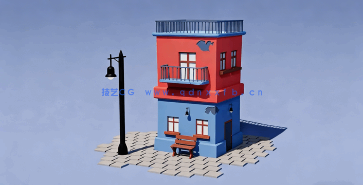 Blender卡通3D建筑动画场景实例制作视频教程(图3) Blender卡通3D建筑动画场景实例制作视频教程(图3)
