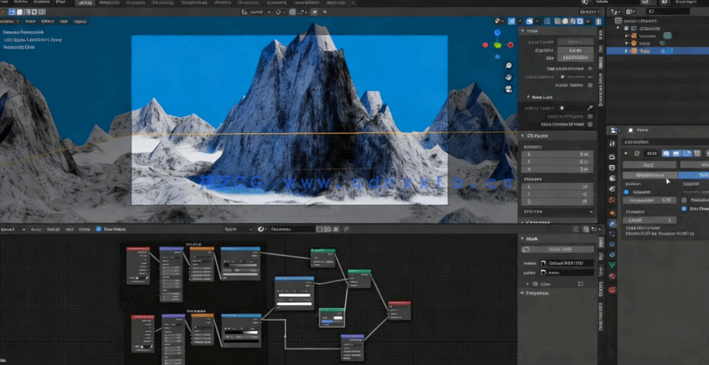 Blender山水云草自然环境实例制作视频教程 (图5) Blender山水云草自然环境实例制作视频教程 (图5)