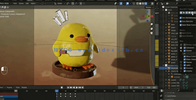 Blender卡通小黄鸭粘土动画实例制作视频教程(图6) Blender卡通小黄鸭粘土动画实例制作视频教程(图6)