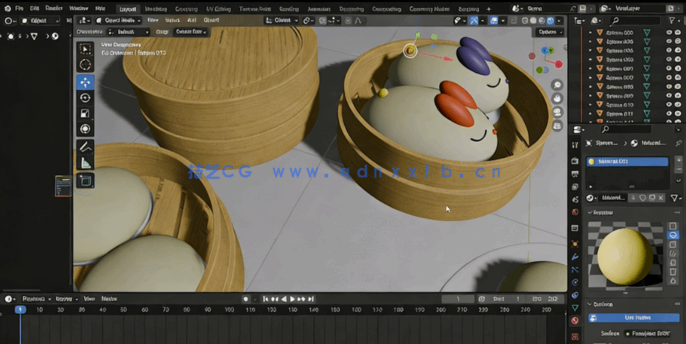 Blender中国包子建模实例制作流程视频教程(图5) Blender中国包子建模实例制作流程视频教程(图5)