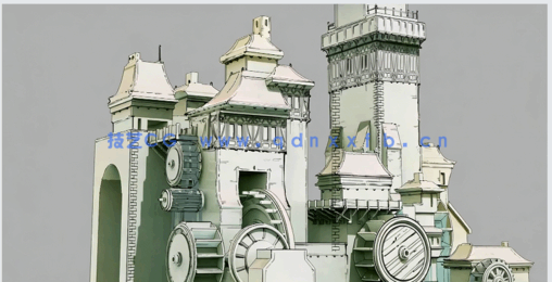 3D转2D建筑概念设计数字绘画视频教程(图6) 3D转2D建筑概念设计数字绘画视频教程(图6)
