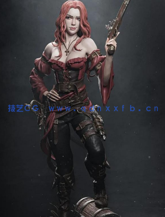 3D打印人物] 靓丽女海盗角色雕刻手办3D打印模型(图2)