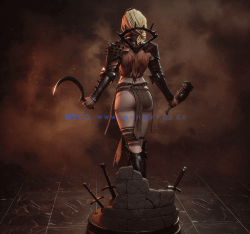 [3D打印人物] 暗黑女战士Clang角色雕刻手办3D打印模型(图2)