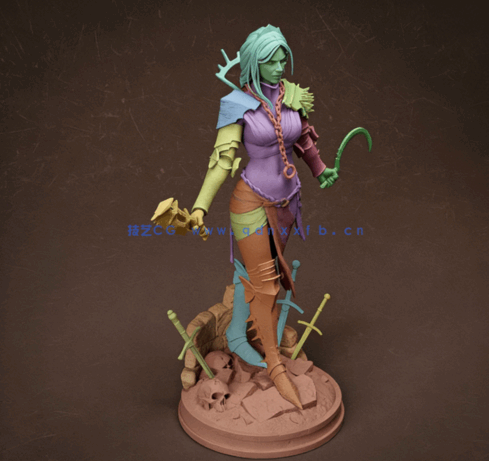 [3D打印人物] 暗黑女战士Clang角色雕刻手办3D打印模型(图3)