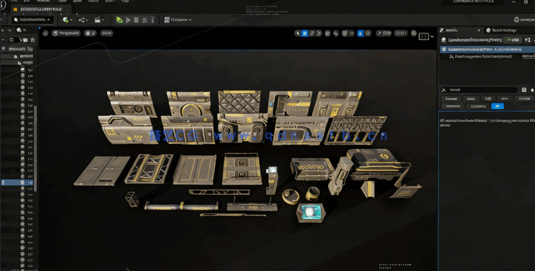 [室内设计] 30组模块化逼真科幻赛博朋克建筑环境场景3D模型(图3)
