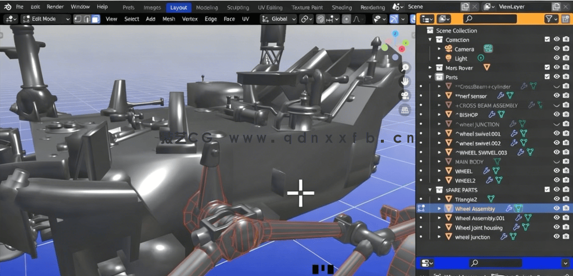 Blender 3D火星车探测器建模完整制作流程视频教程 (图4) Blender 3D火星车探测器建模完整制作流程视频教程 (图4)