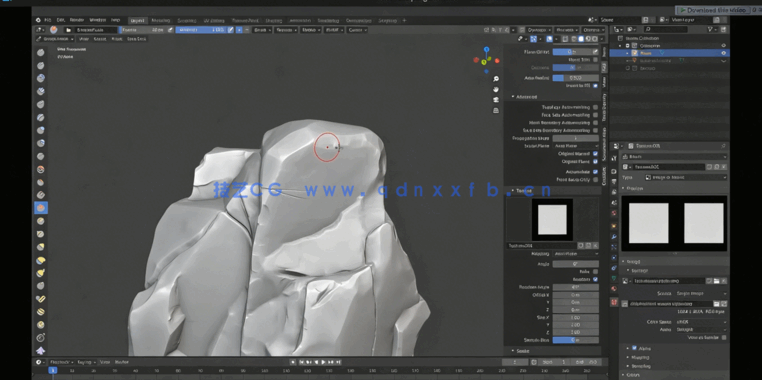 Blender雕刻岩石模型全过程视频教程(图5) Blender雕刻岩石模型全过程视频教程(图5)