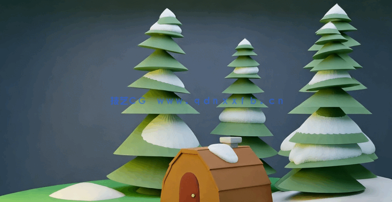 Blender圣诞树小屋建模初学者入门训练视频教程(图4) Blender圣诞树小屋建模初学者入门训练视频教程(图4)