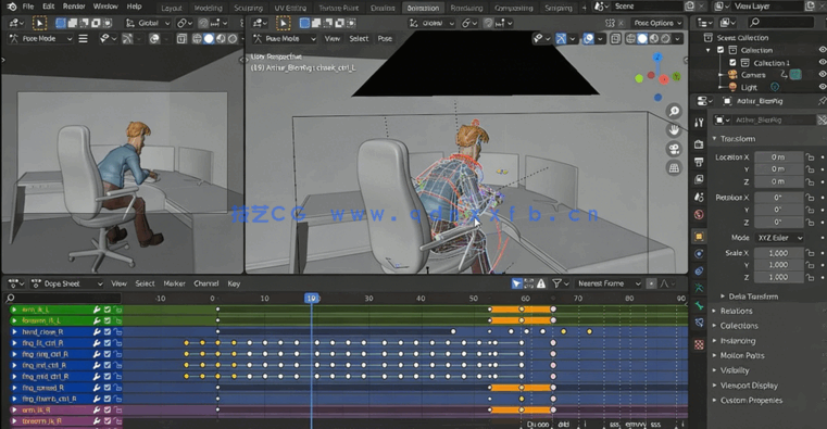 Blender办公室上班族角色动画创建视频教程(图4) Blender办公室上班族角色动画创建视频教程(图4)