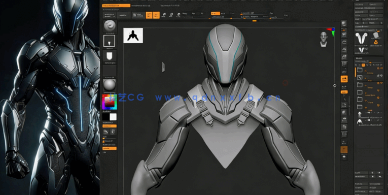 ZBrush游戏角色硬表面雕刻建模技术视频教程(图2) ZBrush游戏角色硬表面雕刻建模技术视频教程(图2)