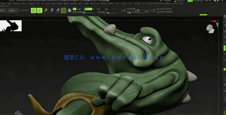 Zbrush鳄鱼人雕刻技术实例训练视频教程(图3) Zbrush鳄鱼人雕刻技术实例训练视频教程(图3)