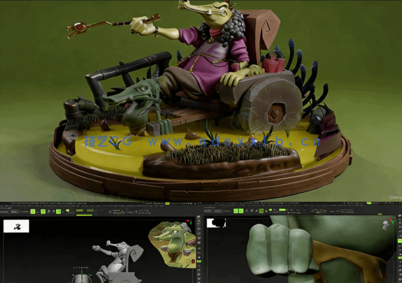 Zbrush鳄鱼人雕刻技术实例训练视频教程(图5) Zbrush鳄鱼人雕刻技术实例训练视频教程(图5)