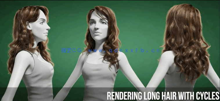 Blender逼真女性头发造型实例制作视频教程(图2) Blender逼真女性头发造型实例制作视频教程(图2)